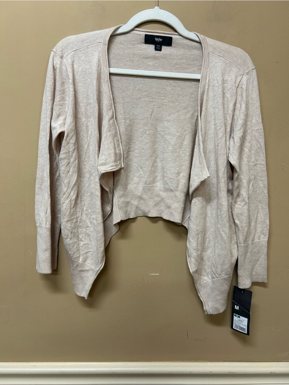 Mossimo Supply Co. Tan Short Sleeve Lightweight Open Front Cardigan Size M NWT